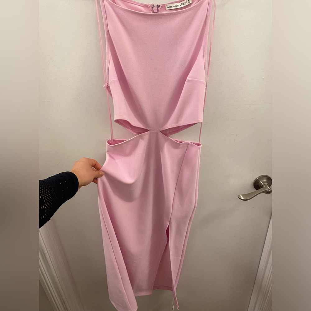 Pink Boatneck Cutout Midi Dress